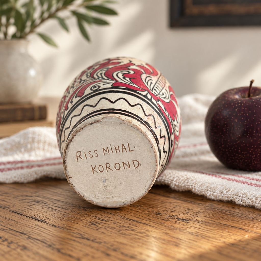 Vintage Kiss Mihály Korond Folk Pottery Vase — Transylvania