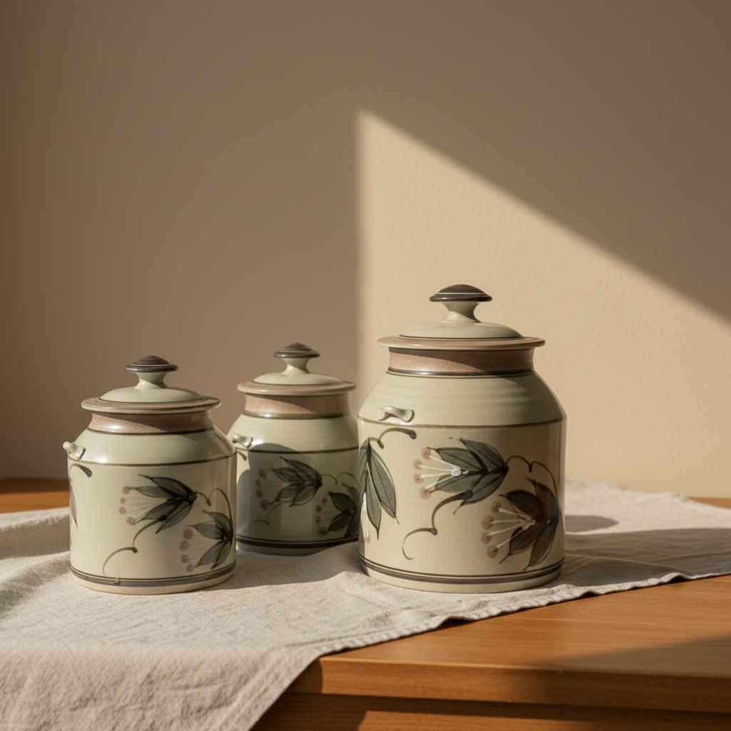 Hand-Painted Stoneware Canister Set of 3 — Editorial