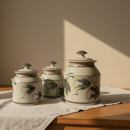 Hand-Painted Stoneware Canister Set of 3 — Editorial